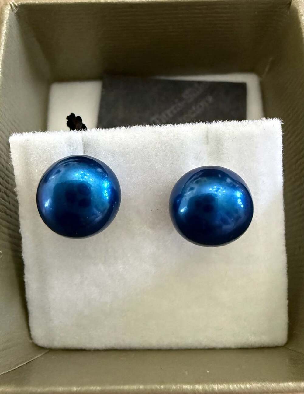 Honora Sterling Silver Electric Blue Cultured Button Pearl Stud Earrings